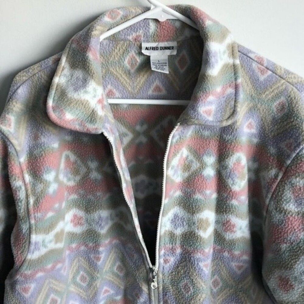VTG Alfred Dunner Full Zip Up Jacket Multi Color Pastel Aztec Pattern Jacket L - Picture 4 of 6